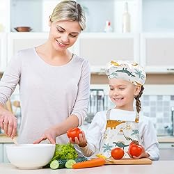 Kids Apron Chef Hat Set for Girls Cute Boys