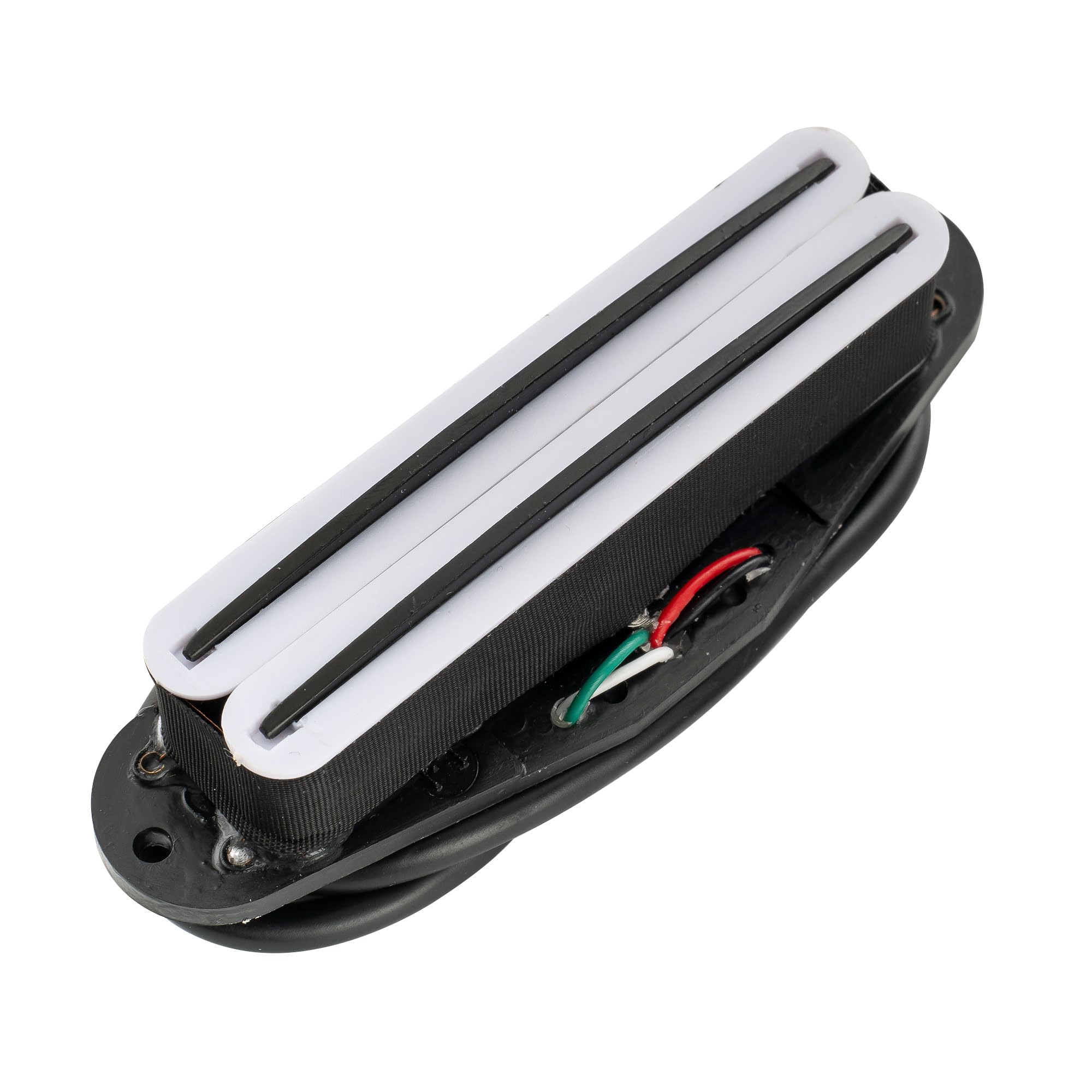 Musiclily Hot Rails Humbucker Strat Pickup Single Coil Size for Fender Stratocaster Squier Electric Guitar,White Body with Black Rails