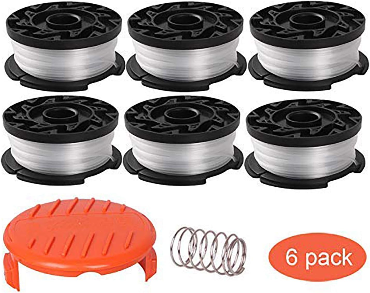 Thten String Trimmer Spool Replacement for Black and Decker AF-100, 30ft 0.065" Refills Line Auto Feed Single Weed Eater, GH600 GH900 Edger with RC-100-P Spool Cap Covers (6 Spools, 1 Cap, 1 Spring) : Garden & Outdoor