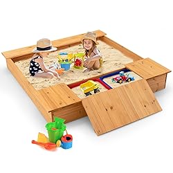 HONEY JOY Kids Sandbox, 49”x47” Cedar Wooden