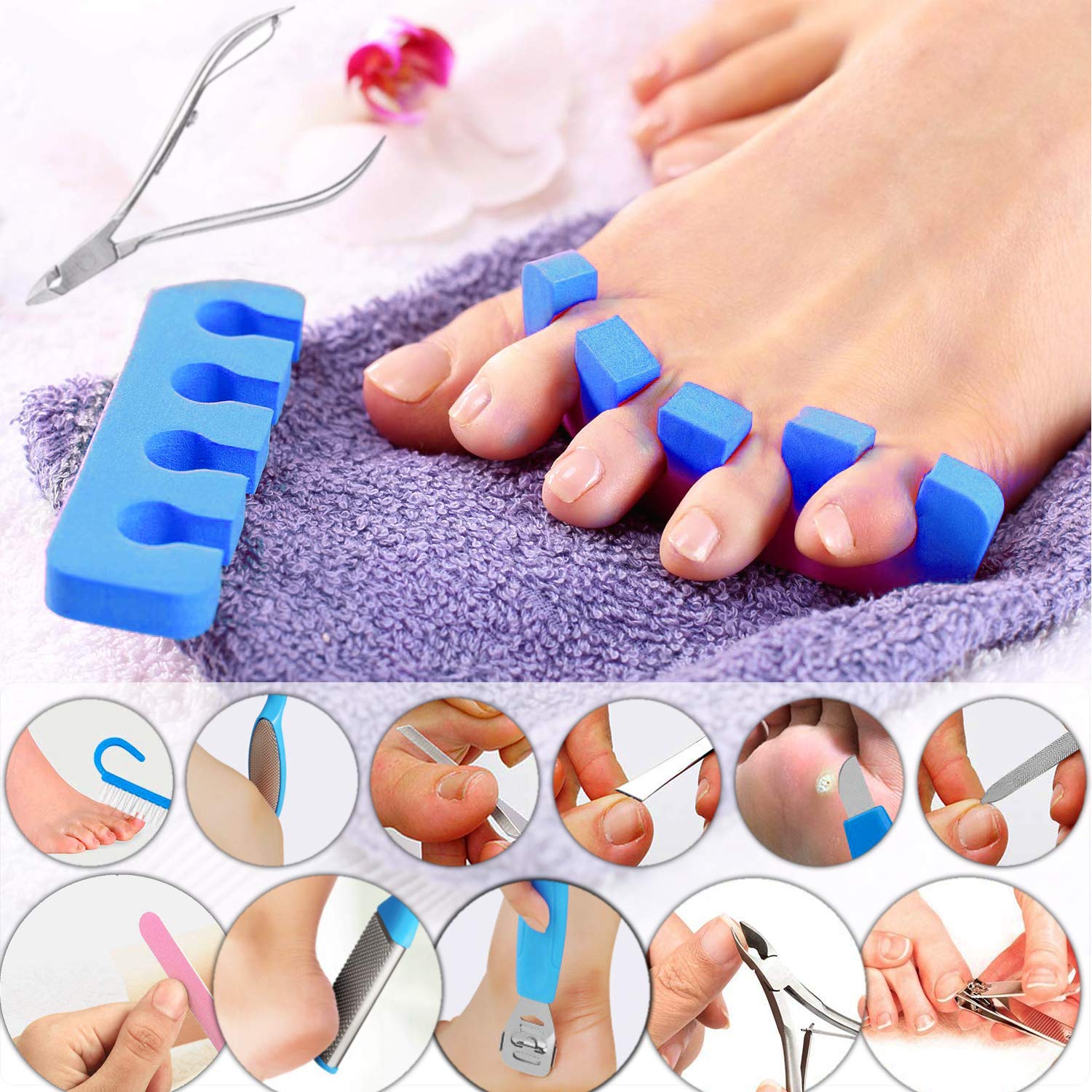 Professional Pedicure Tools Kit 20 in 1, Foot Care Kit Stainless Steel Foot Rasp Foot Peel and Callus Clean Foot Dead Skin Tool Set, Nail Toenail Clipper Foot Care Kit for Women Men Salon or Home : Beauty