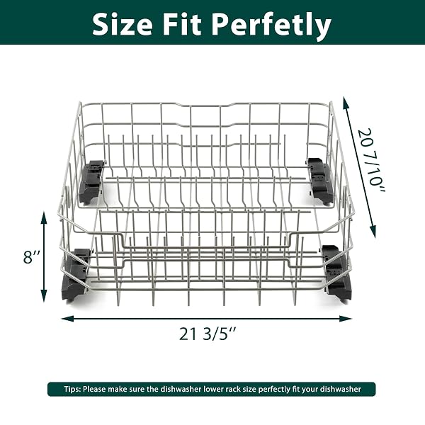 WD28X26099 WD28X34744 LOWER DISHWASHER RACK REPLACEMENT PARTS FOR GE LOWER DISHRACK DISHWASHER RACK 20.7” D X 21.6” W ROLLER WHEELS GE GDF510PSM0SS GDT535PSM0SS BOTTOM DISH RACK ASSEMBLY 1 PCS