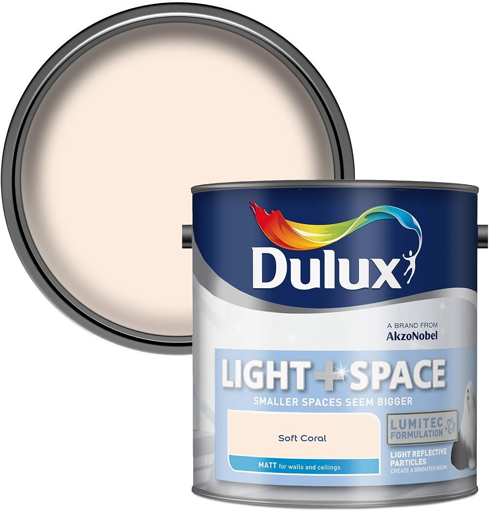 Dulux Light and Space Matt Emulsion Paint Soft Coral 2.5 L Walls Ceilings