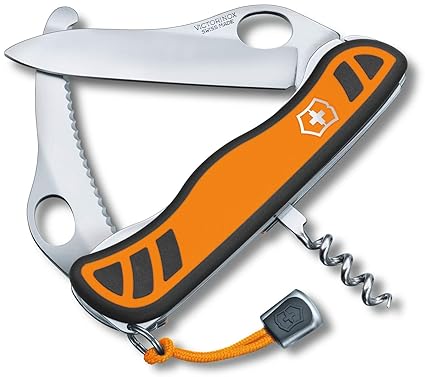 Victorinox Taschenmesser Hunter XS Grip (5 Funktionen, Feststellbare Waidklinge, Hervorragender Griff) orange/schwarz