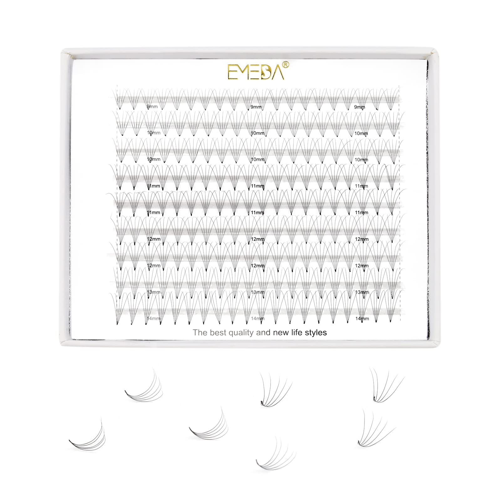 EMEDA 9 Rows Volume Lashes 5D Eyelash Extensions D Curl .07mm Volume Eyelashes 9mm 10mm 12mm 13mm 14mm Mix Length Premade Fans 0.07 Russian Cluster Eyelashes (5D D 0.07 Mix)