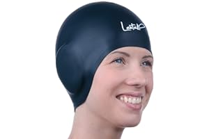 LAHTAK 3D Swim Caps - Ear Protection Swimming Cap for Women & Men - Silicone, Waterproof - Fits Long & Short Hair - Adult & Youth