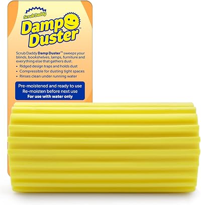 Scrub Daddy Damp Duster Yellow - Antistatic Reusable Cleaning Sponge