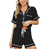 Yoolfine Womens Pajama Sets Short Sleeve Sleepwear Soft Button Down Nightwear Lounge Pj Set XS-XXL