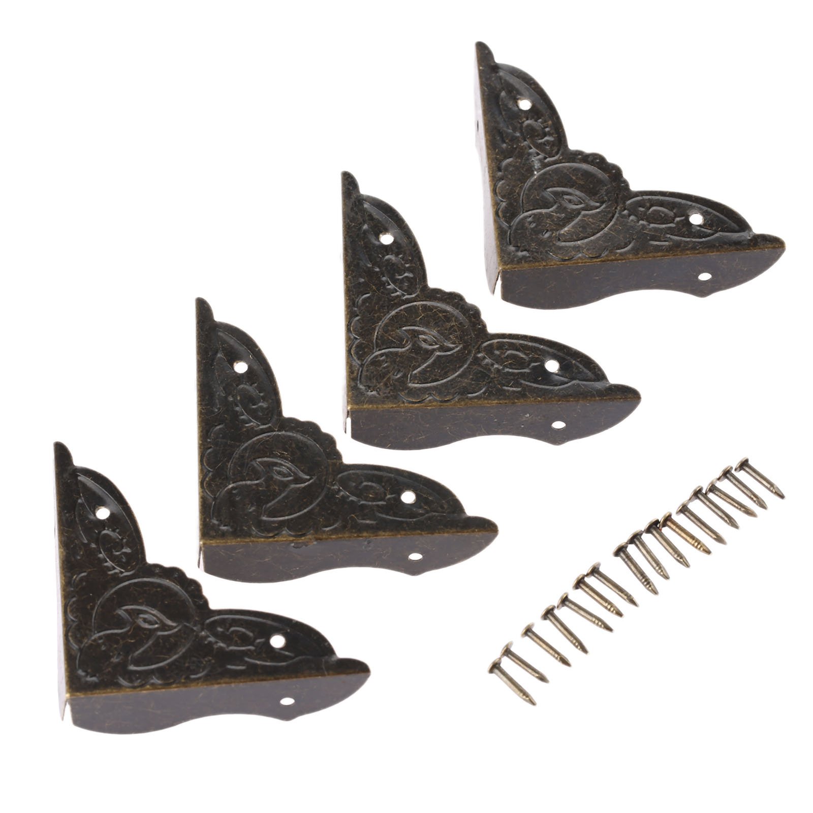 Dophee 4PCS Box Corner Protector, Metal Corner Protectors 39x39x10mm tiny vintage brass corner protectors for Decorative Jewelry Chest Wine Gift Box Wooden Case