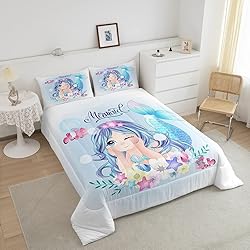 Little Mermaid Comforter Set Twin Cute Watercolor