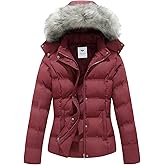 GGleaf Women's Hooded Warm Winter Coat (Standard & Plus Size) Quilted Thicken Puffer Jacket with Removable Fur Hood
