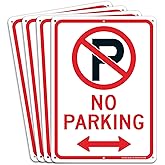 (4 Pack) No Parking Sign with Symbol with Arrows Sign, 10 x 7 Inches Reflective .40 Rust Free Aluminum, UV Protected, Weather