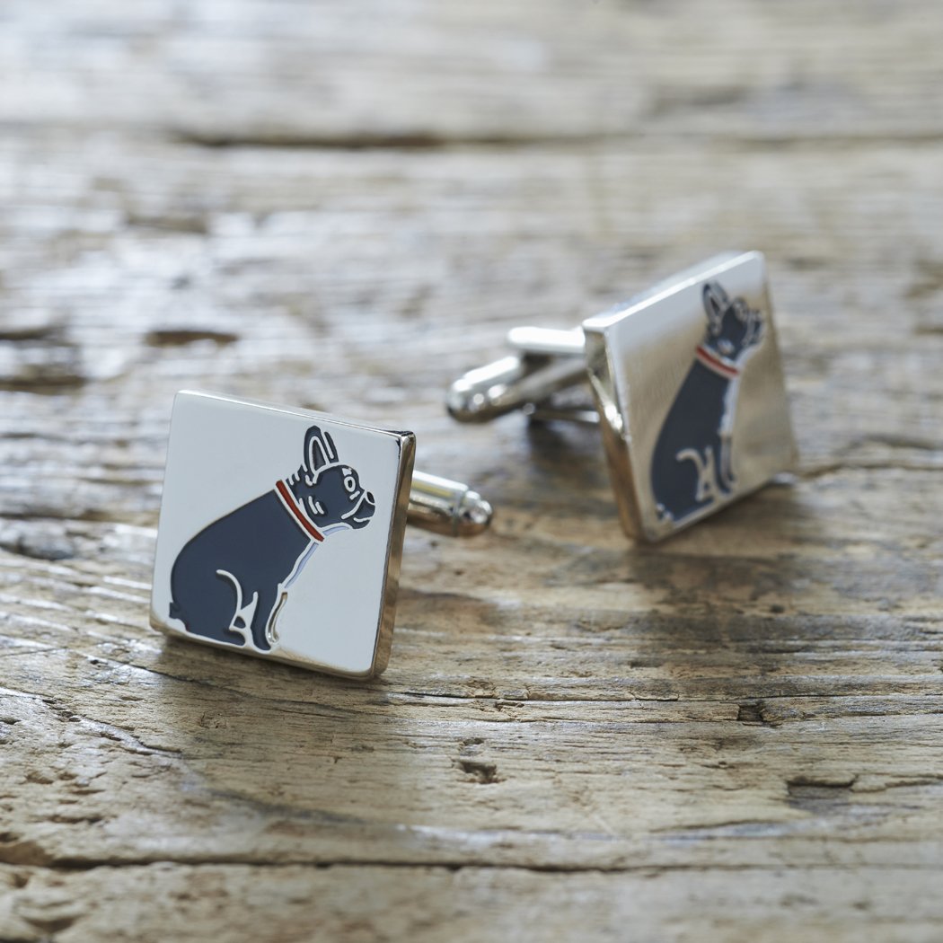 Sweet William French Bulldog Cufflinks | Silver plated Men Cufflinks for Bulldog or any dog lover | 18 mm x 3 mm