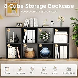 COMHOMA 8 Wood Cube Storage Organizer with Open