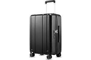 LUGGEX Carry On Luggage 22x14x9 Airline Approved,L2 100% PC Hard Shell Travel Suitcase with Smooth Spinner Wheels TSA Lock(EX-Core,Black,20 Inch,40L)
