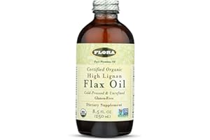 Flora - High Lignan Flax Oil - Provides Benefits of Essential Fatty Acids (EFAs) with Lignans - Contains Omega-3, 6 & 9 - Organic, Non-GMO & Gluten-Free - Keep Chilled - 8.5 fl. oz. Glass Bottle