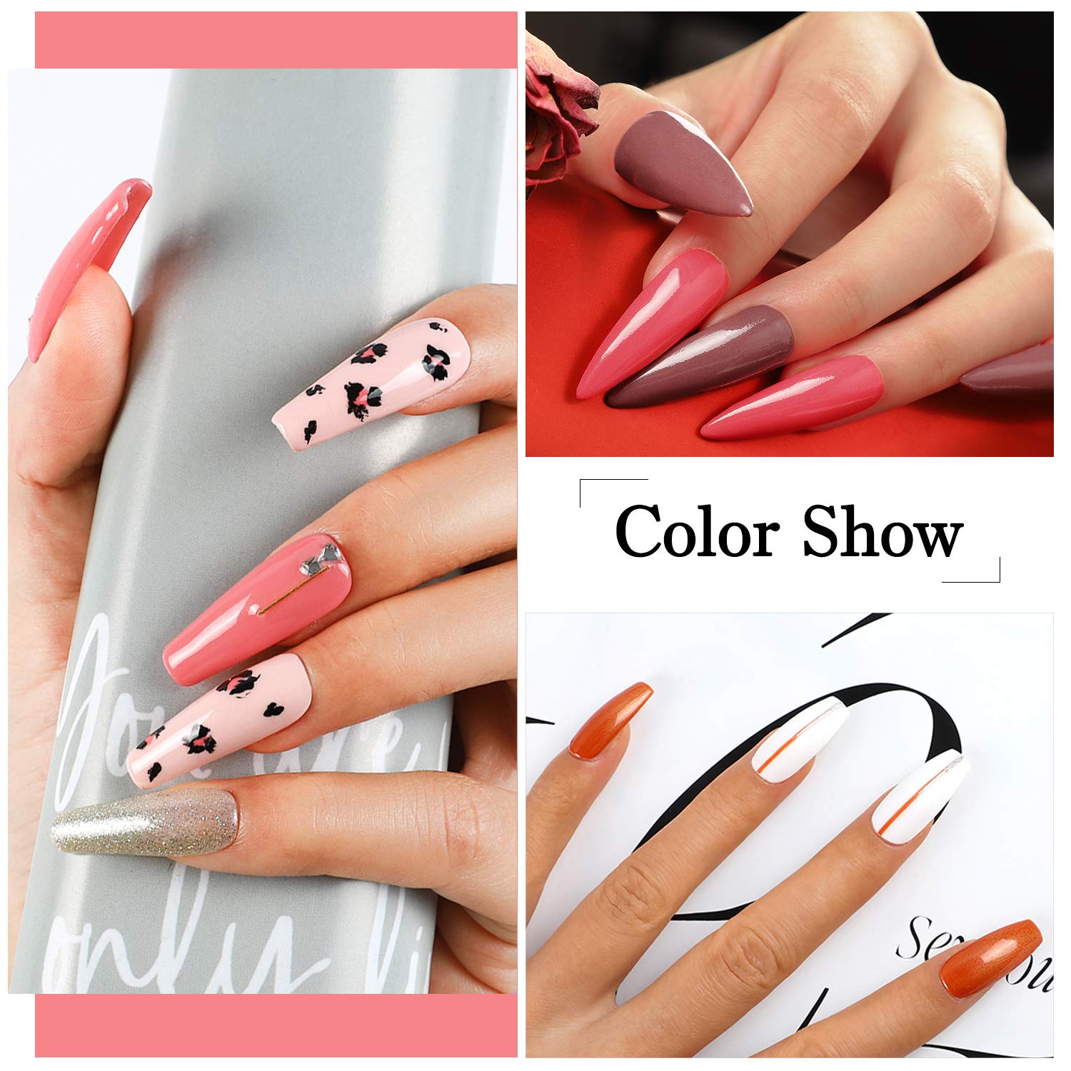 Coscelia Gel Nail Polish Kit 8 Pcs Gel Nail Polish Set Glitter Nude Gel Polish Starter Kit U V LED Soak Off Gel Polish Kit for Home Party Nail Salon Nail Art : Beauty