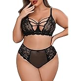 Avidlove Plus Size Lingerie Set for Women Lace Bra Panties Set 2 Piece Lingerie
