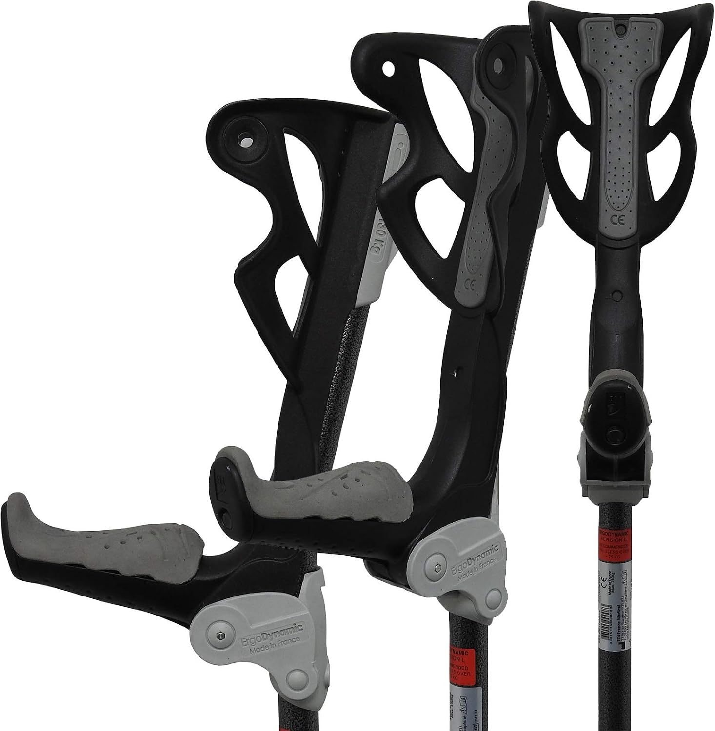 FDI Ergodynamic Pro Shock Absorbing Ultra Comfort Elbow Open Cuff Adjustable Crutches - Medium 60-75kg White - Image 5