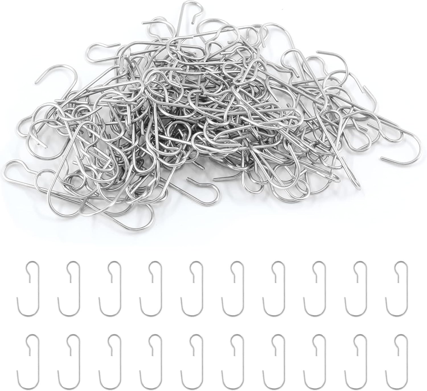 Ornament Hooks - BokWin 120 Pcs Mini Ornament Hooks,1.18 Inch Decorative Ornament Hangers with Storage Box,Bendable Wire Ornament Hooks for Christmas Tree Farmhouse Party Decoration(Silver)