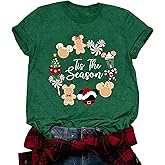 Christmas Shirts for Women Christmas Tree Graphic T Shirt Magical Holiday Xmas Tee Top