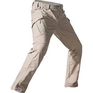 ZKRYOVEX Men's Stretch Tactical Pants Lightweight Work Ripstop Cargo Pants | Water Resistant, Flex, EDC, with 10 Pockets, for