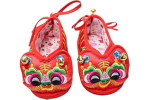 Kisangel 1 Pair Baby Tiger Head Shoes Baby Embroidered Shoes Animal Asian Sock Baby Hanfu Costume Accessories Chinese New Year boy Girl Shoes Child Silk Toddler