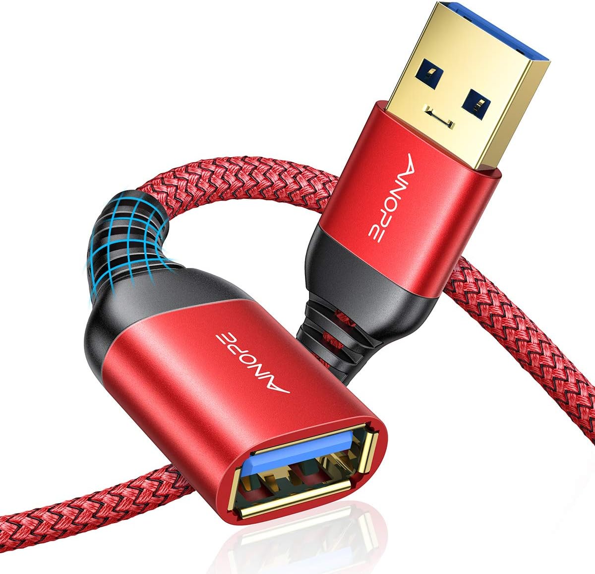 AINOPE USB 3.0 Extension Cable Type A Male to Female Extension Cord 2PACK 3.3FT Durable Braided Material Fast Data Transfer Compatible with USB Keyboard,Mouse,Flash Drive, Hard Drive,Printer: Industrial & Scientific