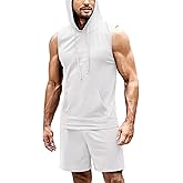 COOFANDY Mens Sleeveless Workout Hoodie Shorts Set 2 Piece Outfits Hooded Tank Tops Gym Tracksuit Sweatsuits