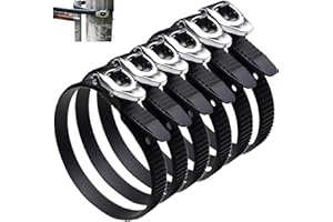 GENERIC 12/20 Inch Heavy-Duty Stainless Steel Grip Lock Straps – Reusable Ratchet Zip Ties for Outdoor Fencing, Poles, Gates, Pipes, and Heavy-Duty Securing Tasks(6pcs,20IN)