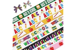 ON-AIRSTORE 9 Pieces Back to School Ribbons School Grosgrain Decor Ribbons Welcome Back to School ABC Words Apples Printed Ribbons for First Day of School Gift Wrapping Hair Sewing Wreath Bow Decoration 3 Yards