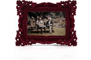 FOLKOR 5x7 Retro Picture Frame for Tabletop Gallery Wall Decor, Vintage Ornate Photo Frame with Real Glass for Living Room Bedroom, Small Rococo Decorative Frame for Oil Paintings Posters (Wine Red)