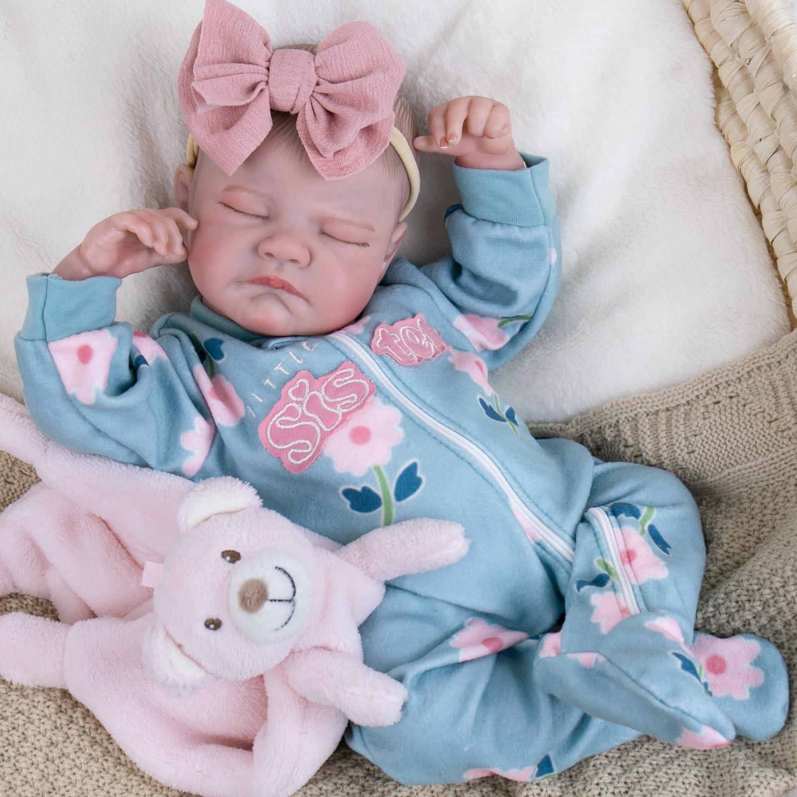 Photo 1 of Aori Lifelike Reborn Baby Dolls 20 Inch Ultra Realistic Sleeping Girl Newborn Baby Doll with Weighted Body and Poseable Soft Vinyl Doll for Kids 3+, Seniors, Collectors
