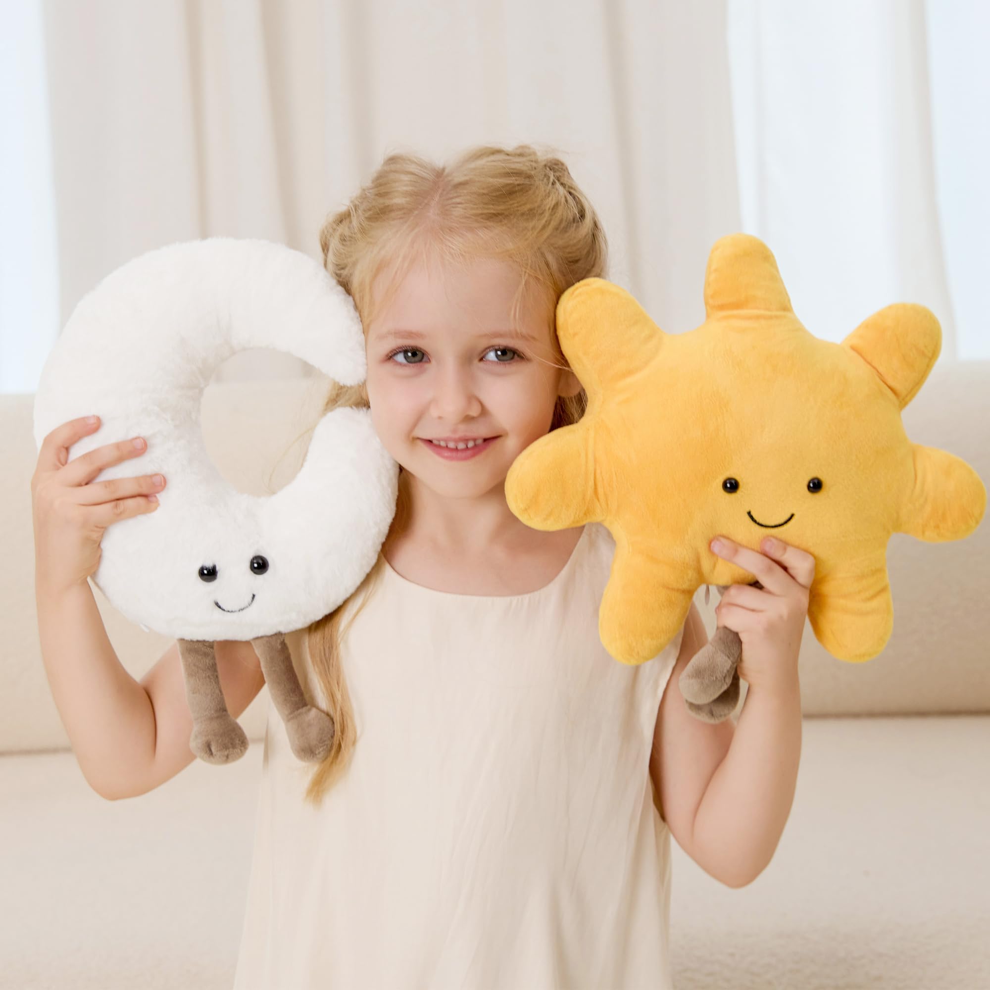 Photo 1 of ****MISSING MOON****XYG® Amuseables Sun and Moon Stuffed Toy, Medium 13 inches - Sun and Moon Plush - Fun Gift Idea, 2PCS Cute Smiling Sunshine Moon Stuffed Animal Gift for Children's Birthdays