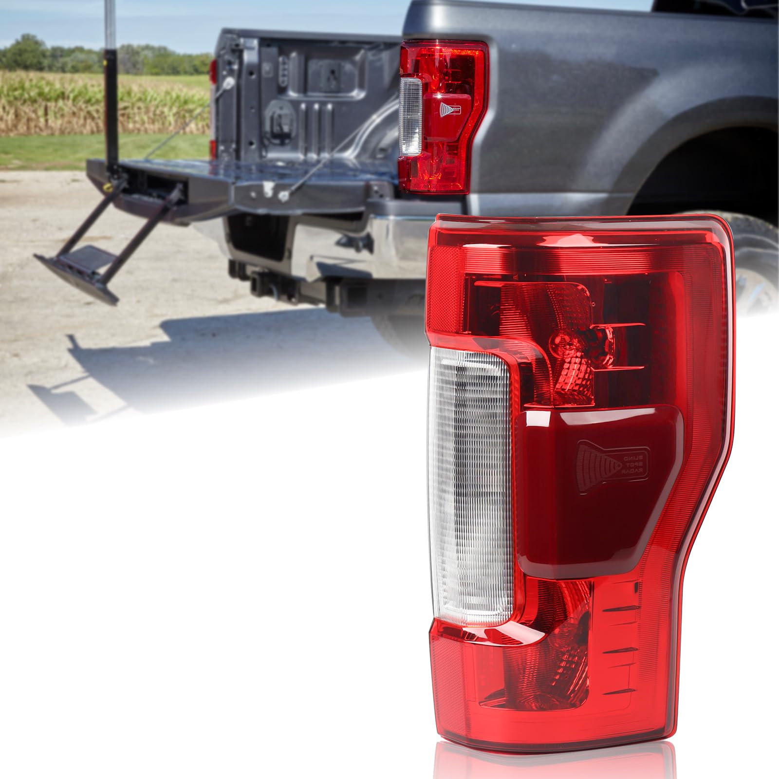 Photo 1 of Duolctrams Halogen Type Tail Light Rear Lamp w/Blind Spot (Module NOT Included) Assembly Compatible for 2017-2019 Ford F250 F350 Super Duty Right Passenger Side KC3Z-13404-C
