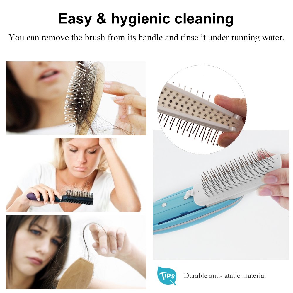 TOUCHBeauty Detangling Hair Brush Foldable Magic Hair Styling Comb for Women Vibration Scalp Massagers Hair Detangler Brush Anti-static built-in Mirror, Perfect Hair Scalp Treatments AS-1178