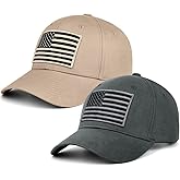LCZTN 2 Pack American Flag Baseball Cap for Men Women,Low Profile USA Plain Dad Hat