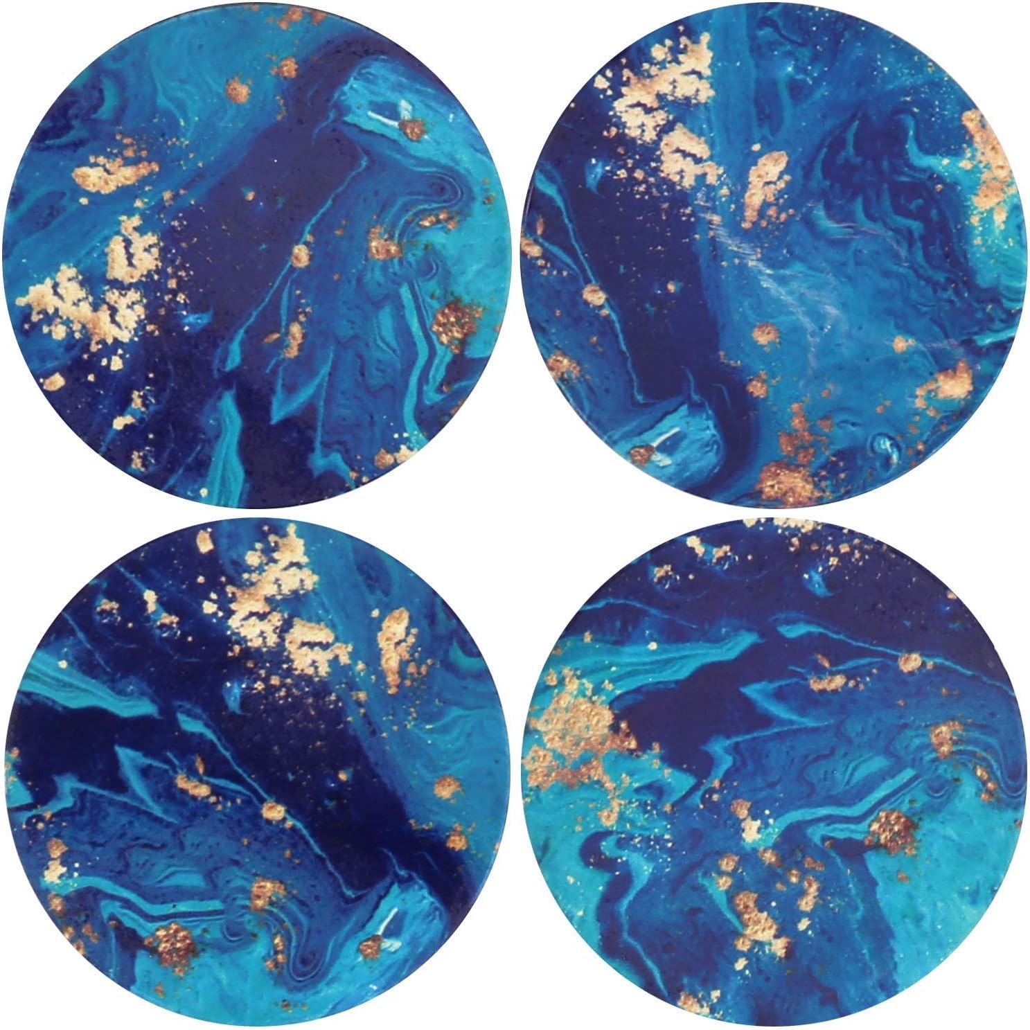Absorbent Coasters for Drinks Holder,Mandala Style (Blue)