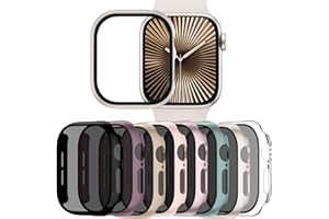 Adorve Privacy Case for Apple Watch Series 10 42mm Screen Protector, Anti-Spy Cover for iWatch Series 11 10 42 mm, 8 Pack, Black Clear Pink Starlight Rose Pink Pine Green Milk Tea Smoke Violet