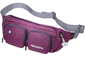 WATERFLY Fanny Pack Waist Bag: Travel Hip Pouch Bum Bag Plus Size Crossbody Fannie Pack Adjustable Belt Waistpack Phanny Fannypack for Man Woman Hiking Walking Jogging