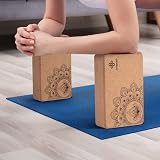 Overmont Cork Yoga Blocks 2 Pack with 8ft Strap Natural 9x6x3'' view 5