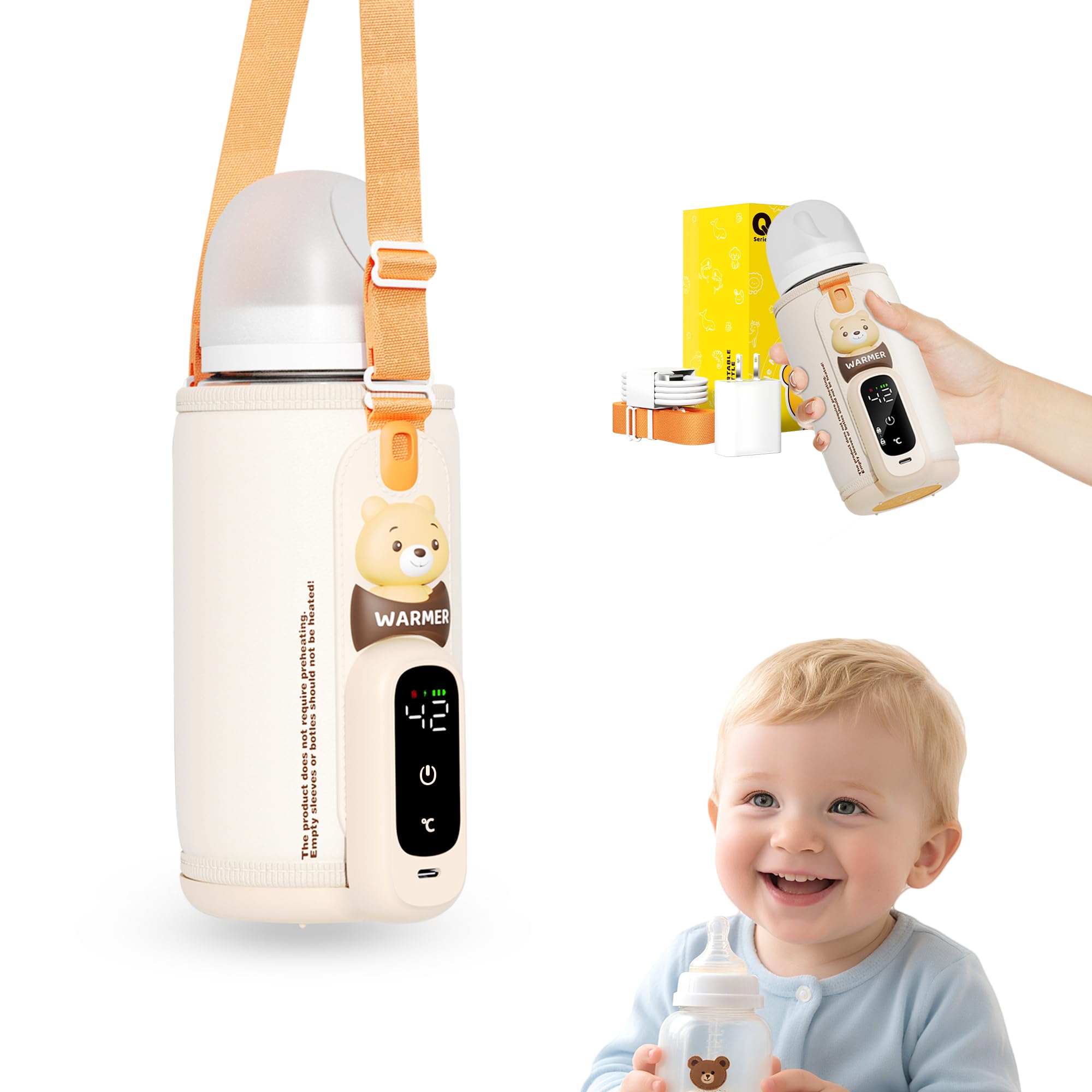 Photo 1 of Portable Bottle Warmer for Travel, Baby Bottle Warmer for Breastmilk & Formula, Milk Warmer on The Go, Accurate Temperature Control, Retain Nutrients