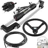 VEVOR Hydraulic Outboard Steering Kit, 300HP Helm Pump, 18 ft Hydraulic Nylon Hose, 13.5" Steering Wheel, Aluminum Alloy Hydraulic Boat Steering System for Center Console, Bass Boats, Flats Boats
