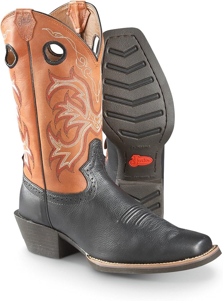 justin black cowboy boots