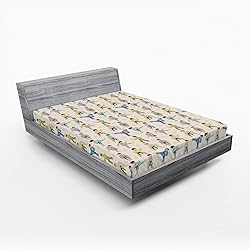 Ambesonne Sports Fitted Sheet, Cartoon Karate