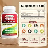 Best Naturals L-Arginine NO Booster 1300 mg 120 Veg Capsules view 2