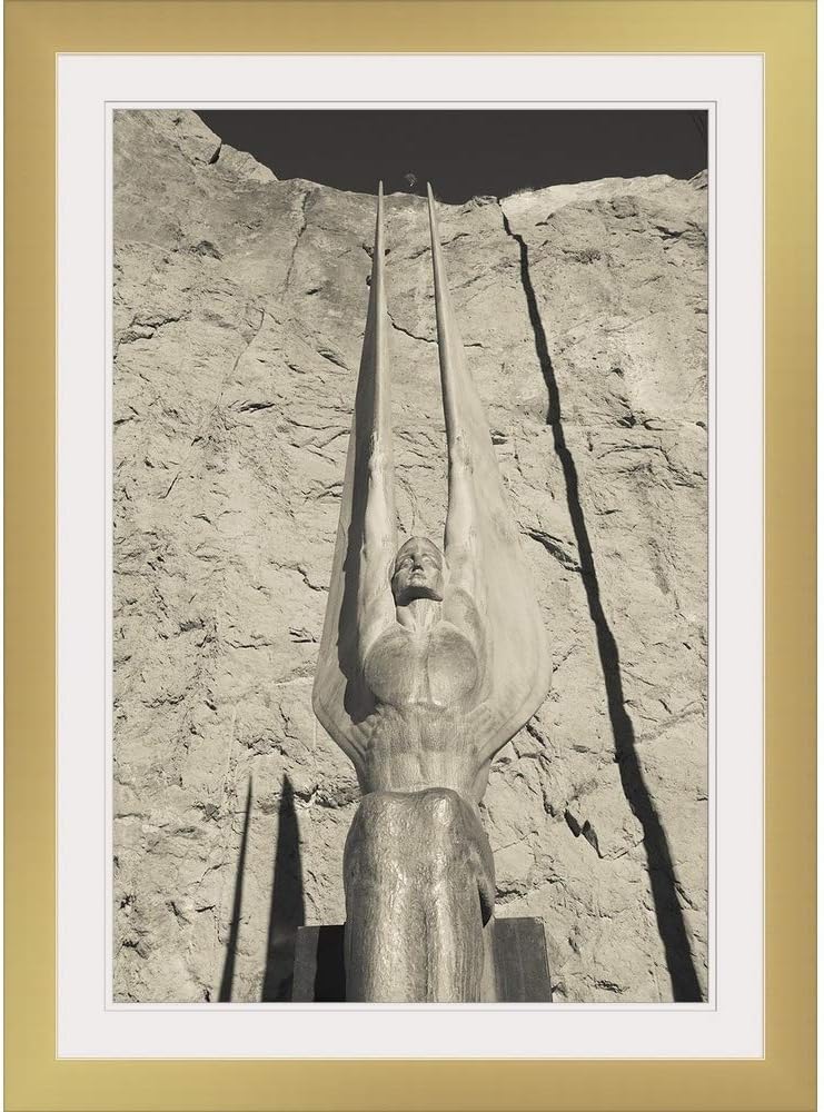 GREATBIGCANVAS Low Angle View of a Statue at a Dam, Boulder City, Hoover Dam, Nevada Gold Framed Wall Art Prin.