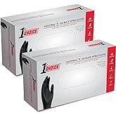 1st Choice Nitrile Gloves, Disposable, Latex-Free, Black, 6 Mil, Industrial, for Mechanics, Cleaning, Automotive and Home Use