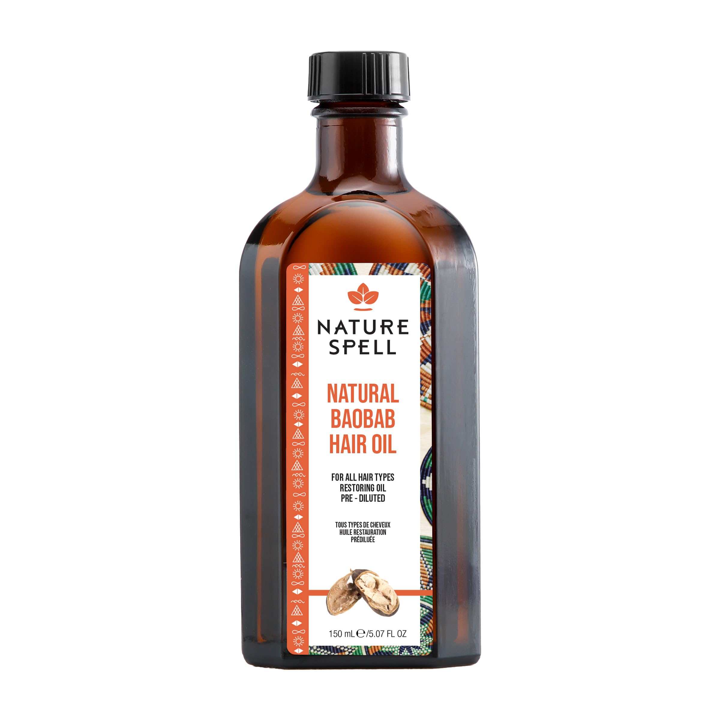 Nature Spell Baobab Oil for Hair, Pre-Diluted Oil Nourishes Dry, Brittle Strands & Improves Softness of Split Ends, For All Hair Types, Vegan, 150ml