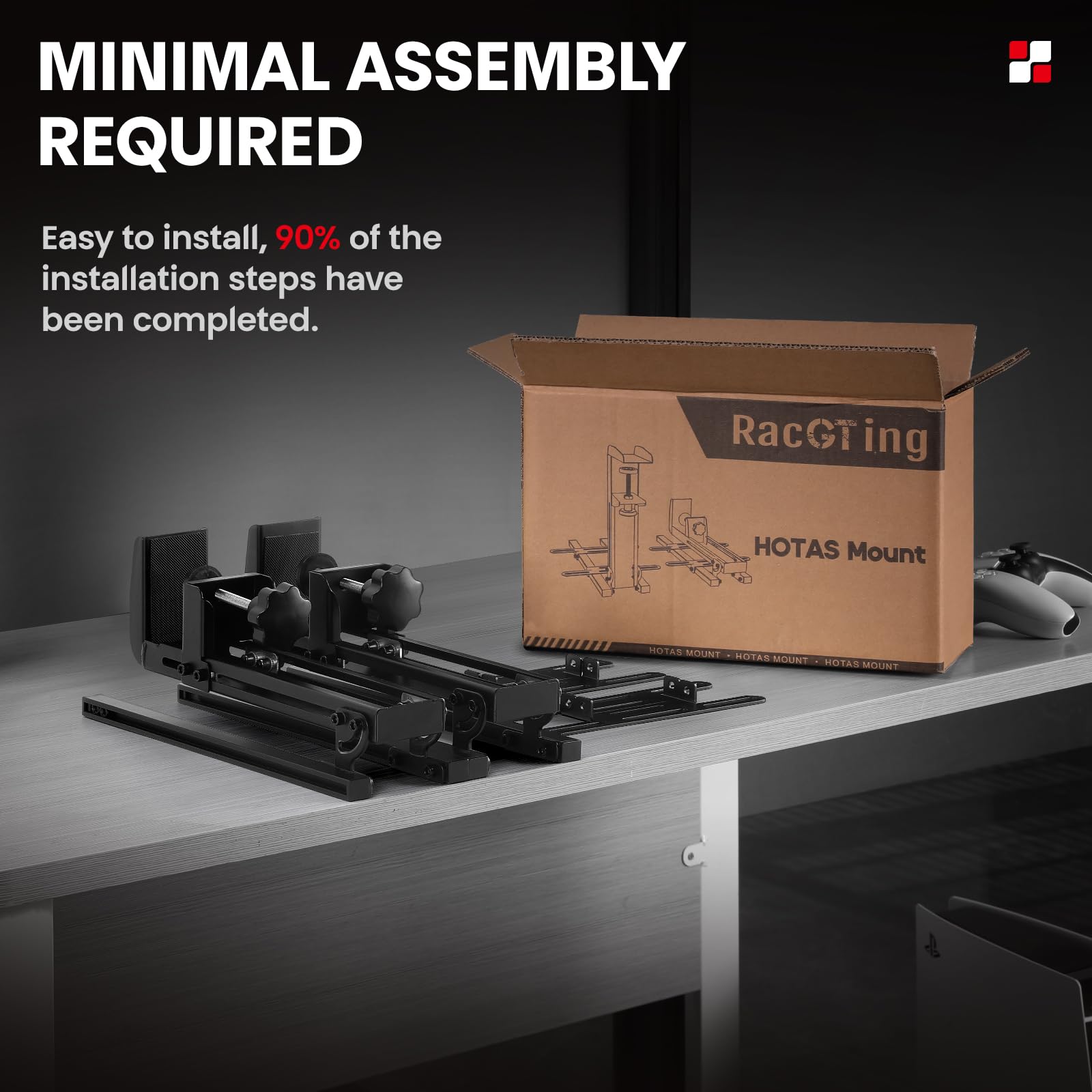 RACGTING Hotas Mount for Logitech X56,X52,X52 Pro, Throttle and Hotas Systems for Thrustmaster T Flight HOTAS,Thrustmaster T.16000M, Thrustmaster TCA,Hotas Desk Mount for The Flight Sim Game Joystick
